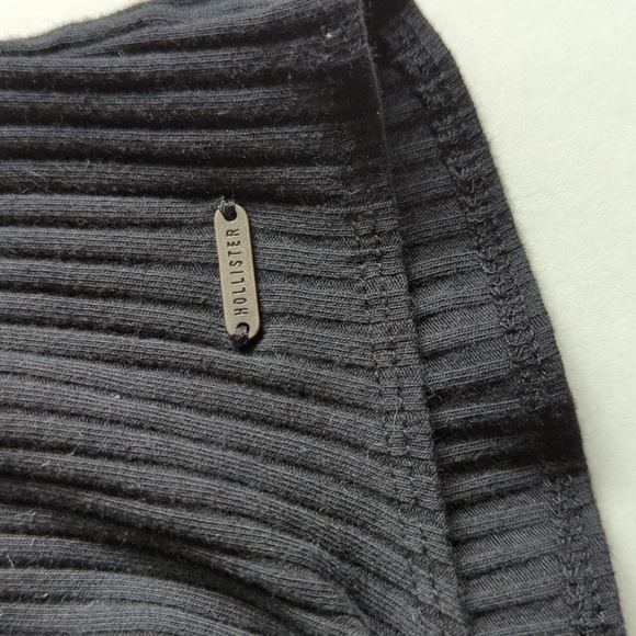 Hollister Ribbed V-Neck Button Down Top Long Sleeve Size Small Front Tie - Picture 3 of 5